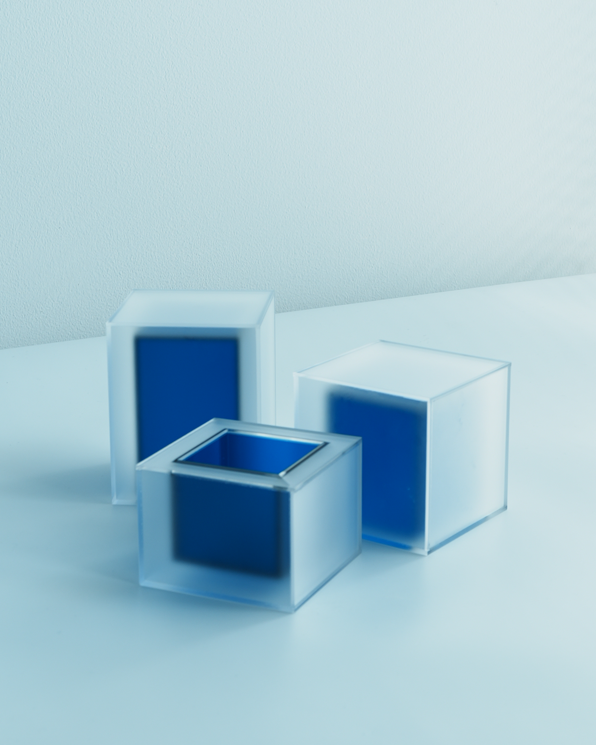 Translucent Blue Cube 3-Piece Set